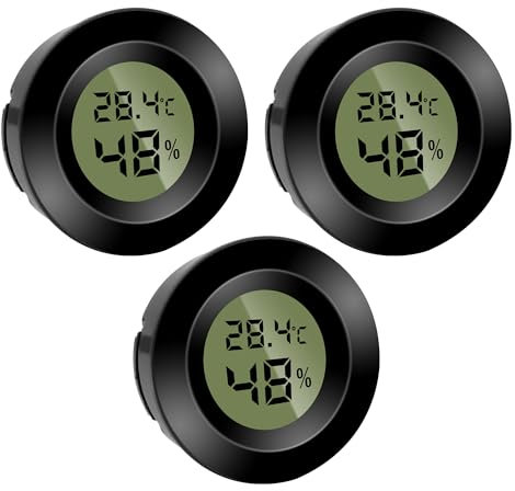 3PCS Mini Termometro Ambiente Interno Digitale, LCD Igrometro Digitale, Monitor di Temperatura e Umidità per casa, asilo nido, incubatrice per chitarra Rettili Serra per auto, Nero