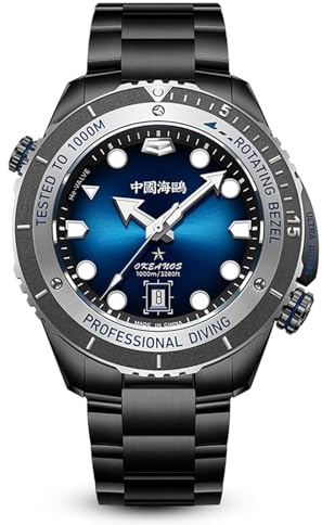 SEA-GULL Mechanische Herrenuhren, Ultra Diving Serie, fünf Sterne, automatische Armbanduhr, 1000 m wasserdicht, Möwe ST2130, Heliumventil-Design, integrierte drehbare Lünette