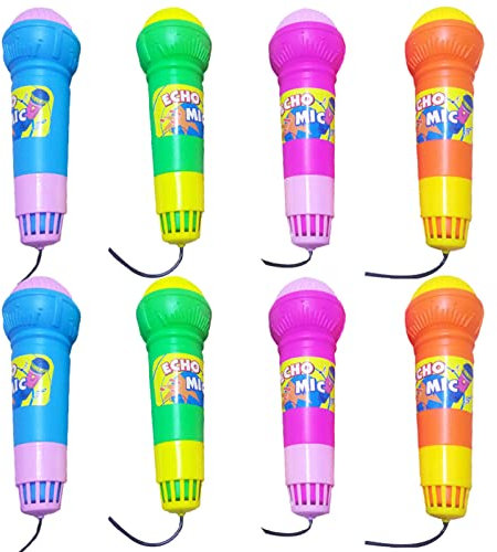 KONTONTY Micrófono De Simulación De Plástico para Niños, Tamaño Mediano, Efecto De Eco, Juguete Ligero para Fiestas Infantiles y Entretenimiento, 8 Piezas Colores Aleatorios