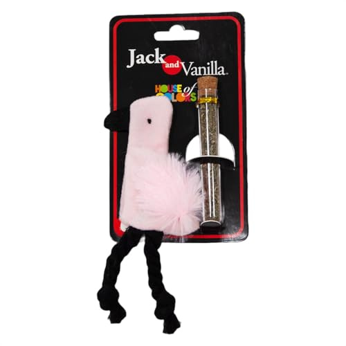 JACK AND VANILLA, Interaktives Flamingo-Katzenspielzeug mit nachfüllbarer Katzenminze, 10,5 cm, Stimuliert den Jagdinstinkt und fördert das Wohlbefinden, Spielzeugmodell
