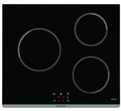 Brandt - BPI4361B - Plaque Induction - Table de Cuisson Encastrable - Noir - 3 Foyers - 5900W - Dimensions Encastrement : 56x49cm - Précision et Performances - Pack 10 Sécurités - Fabriqué en France