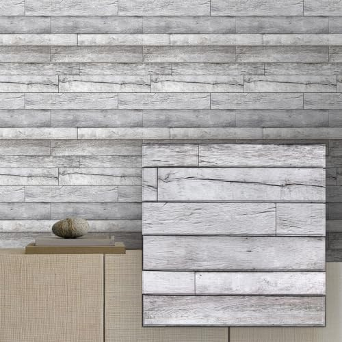 COMSTICKC Pannelli Murali 3d Adesivi Effetto Legno, 10 Pezzi 30x30 cm, Grigio Scuro Retrò, Pannelli Murali In PVC Legno Per Decorativi Pareti Interne Cucina, Bagno, Soggiorno, Impermeabile