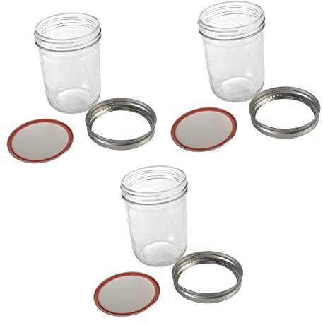 ULTECHNOVO Botella de Vidrio Multiusos 500 Ml con Tapa Metálica para Almacenamiento de Bebidas Leche y 3 Piezas