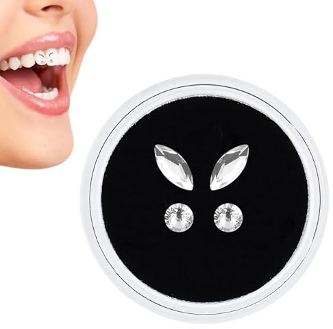 Zahnstein Schmuck 4 StüCk/Box,Edelsteine Zahnschmuck,SchöNheit Zahnsteine,Kristall Zahnstein,Tooth Gem Kit,Diamant Tooth Gems,Versteckt Zahnstein Set,FüR Zahndekoration Und Diy-NäGel