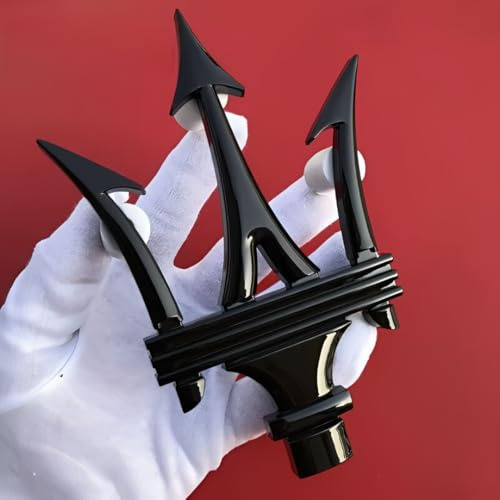 LFWCZS vorne hinten Ersatz Emblem Kit für Maserati Quattroporte 2016-2025,Schwarz Kühlergrill Kofferraum Plakette Zeichen Badge Aufkleber Logo 3D Metall Kfz Dekor Tuning Zubehör,Front Grille Logo