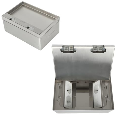 Btstil Réservoir de sol, prise encastrée en acier inoxydable, prise encastrée au sol étanche avec 3AC + 2 RJ45 pour cuisine, salon, bureau, réservoir inférieur escamotable (3AC)