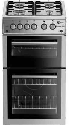 Flavel MLB52NDS 50cm Freestanding Gas Cooker with Gas Grill – Silver & Stainless Steel – Double Oven, Enamel Pan Supports, Rotary Controls