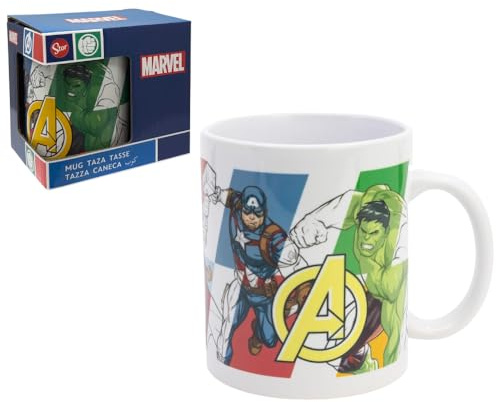 Taza de cerámica Avengers Marvel modelo taza tazón para desayuno 325 ml para niños
