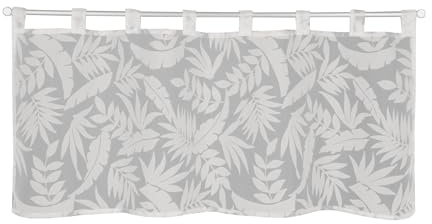 Sehlbach Cortinas de bistró de Hojas de Estampado devoré, Blanco, 120 x 45 cm Cortinas Estilo bistró, Diseño Elegante, Aspecto Natural, Traslúcido, Decoración Sencilla
