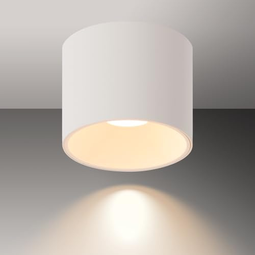 VooBeniz Dimmable LED Ceiling Spot Lights – Flush Mount Ceiling Cylinder Light Indoor Fixture for Kitchen, Hallway & Entryway 4.72” CRI97 15W 3000K White (1Pack)