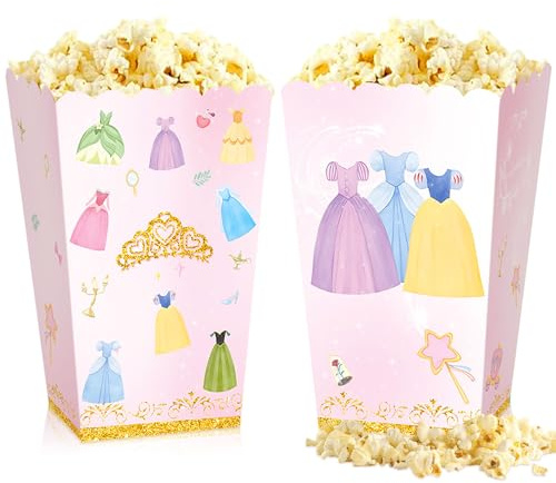 JeVenis Prinzessinnen Bonbon Geschenktüten Prinzessinnen Party Dekorationen | 12 Stück Prinzessinnen Bonbon Geschenktüten Prinzessinnen Schloss Geschenktüten Popcorn Boxen für Prinzessinnen Party