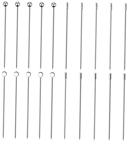 FONDOTIN 20 Pezzi Sticks Cocktail Acciaio Inossidabile Spiedini Decorativi per Frutta e Cocktail Superficie Liscia Facile da Bar e Ristoranti