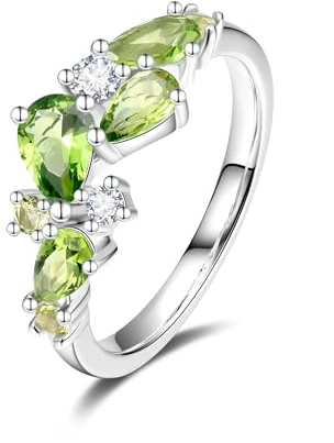 FANCIME Wisteria viskande ringar vitguld pläterad sterlingsilver flera ädelstensslipade födelsedag bröllop fest mors dag examen fint smycke present till kvinna brud brudtärna, Ädelsten, Kubisk