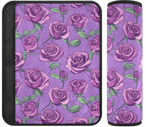 Wudan Beauty Rose - Cuscinetti per cintura di sicurezza dell'auto, per riduzione dello stress, confezione da 2, per adulti, accessori interni