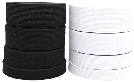 Taconey Banda elástica de Goma Plana, Adecuada para Coser Ropa Hecha a Mano, Bandas de Repuesto, portátil y Duradera.,Blanco,45 mm, 5 Metros