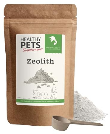 Freund & Pfote Healthy Pets Zeolith Hund und Katze 450g | mit Dosierlöffel | fein gemahlen | Zusatzfuttermittel für Hunde und Katzen | 100% rein & natürlich | plastikfrei verpackt