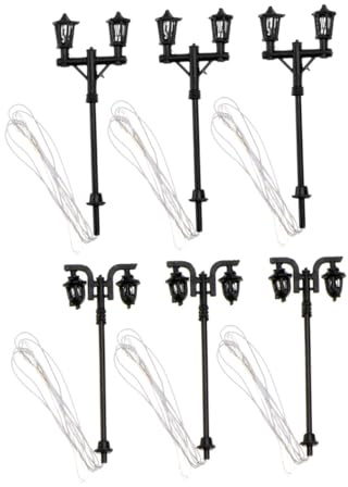 Mikikit 6pezzi Lampione Stradale Decorativo Luminoso Mini Lampada Ornamentale Riproduzione di Luce per Casa Lampione in Plastica Decorazione per Scrivania e Mini Giardino