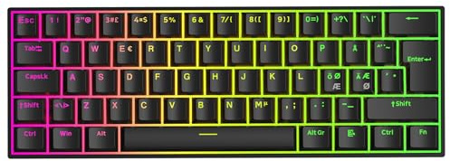 MCHOSE Ace60 Pro Nordic-ISO HE tangentbord, 0,01 mm RT-noggrannhet, Rapid Trigger Magnetic Keyboard RGB 60 % speltangentbord, justerbar manövrering, snap Tap, svart