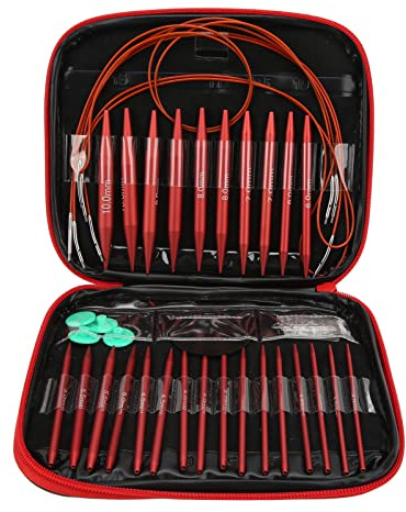 HUSHUI Stickor Set, Avtagbara Utbytbara Rundstickor Virkningssats med Olika Storlekar 3,0 Mm Till 10,0 Mm, för Strumpor Tröjor Hattar Presenter