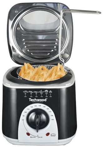 Friteuse Techwood TFF-86 1L 950W - 2 en 1 Fondue, Bac à huile de capacité 1L - coloris Noir