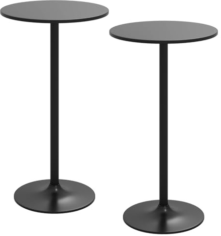 GIANTEX Juego de 1/2 Mesas de Bar Redondas con Diámetro de 60 cm, Mesa de Bistró con Altura Ajustable 56/101,5 cm, Mesita Alta de Cóctel Estilo Moderno, para Comedor, Balcón, Bar (2, Negro)