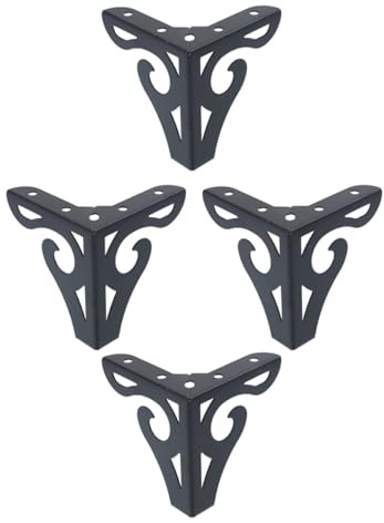 Alipis Gambe di Supporto per Divano in Ferro Traforate, Piedini per Armadietti Neri, Gambe per Mobili in Metallo Alte 12,5 Cm, Set da 4 Pezzi per Mobili Tv, Armadi e Tavolini