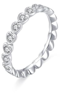 Ayoiow Herz Echtgold Ring Herren 585 für Damen mit Laborgezüchteter Diamant, Vorsteckring Weissgold 585, 14 Karat Weißgold Größe 52 (16.6)