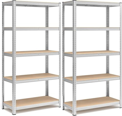 CILVANI SRL SET 2 SCAFFALI In Metallo RIPIANI MDF Scaffale Con 5 Ripiani Regolabili 180 x 100 x 40 cm marca