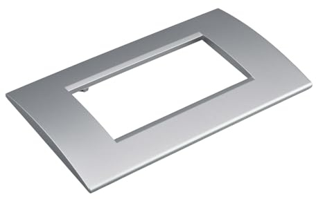 1 Pezzi Placca Plastica Quadrata, 4 Moduli Posti Per Scatola 504, Compatibile Con Bticino Living Light, Colore Grigio/Silver, Serie MBL