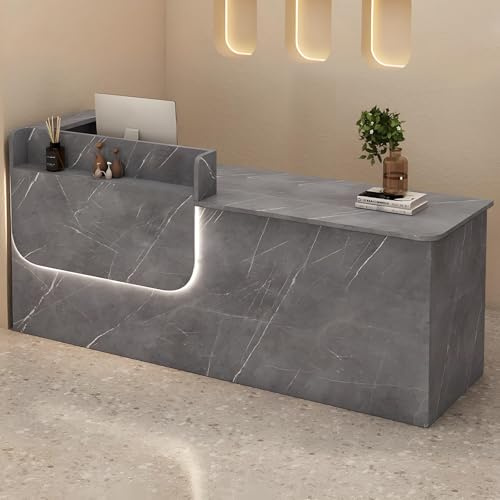 MCCYSMD Empfangstheke mit abschließbarer Schublade und Schrank, Rezeptionstresen aus Massivholz mit Stauraum, 100–240 cm, Moderne Empfangstheke für Büro, Salon, Lobby und Geschäft