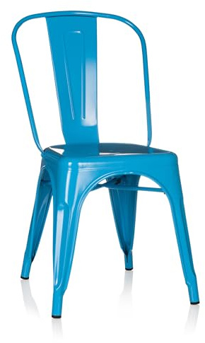 hjh OFFICE Bistrostuhl aus Metall, stapelbarer Küchenstuhl, Industriedesign | Esszimmerstuhl mit Rückenlehne, Belastbar bis 150 kg, Hellblau
