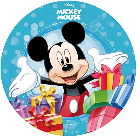 Dekora, decorazione commestibile di pasta di zucchero, per torta, tema Topolino, rotonda, 20 cm (etichetta in lingua italiana non garantita)