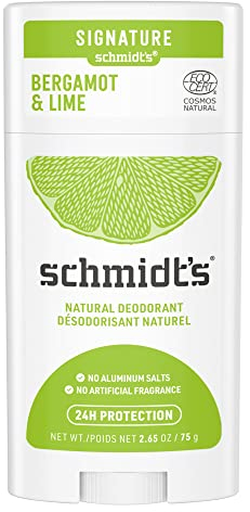 Schmidt's Desodorante en Barra Vegano y Natural 24h Sin Aluminio Sin Fragancia Bergamota y Lima 58ml