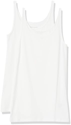 Amazon Essentials Top Ajustado sin Mangas y con Tirantes Finos Mujer, Pack de 2, Blanco, S