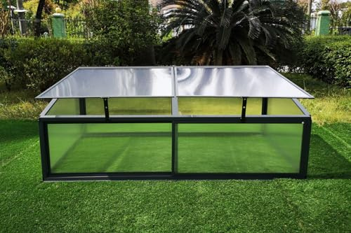 OUTFLEXX Hochbeetaufsatz mit Schiebetüren, anthrazit, Alu/Polycarbonat, 176x86x60 cm, pulverbeschichtet