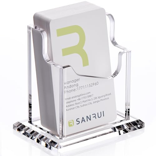 SANRUI Acrylic Business Card Holder for Desk,Vertical Business Card Display Clear Business Card Organizer