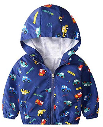 JinBei Boys Jacket Toddler Kids Windproof Hooded Jackets Soft, 1-7 Years | Lightweight Jacket, with Pockets, Comfortable Lining Coat, Outerwear, Raincoat, for Spring, Autumn, School, Hiking, Camping