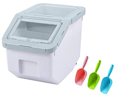 Uotyle Pet Food Storage Container, Pet Food Containers With Spoon Dog Food Storage Container For Pet Food Storage Sealed Storage Containers with Extra Layer 5-6KG (Cyan Small)