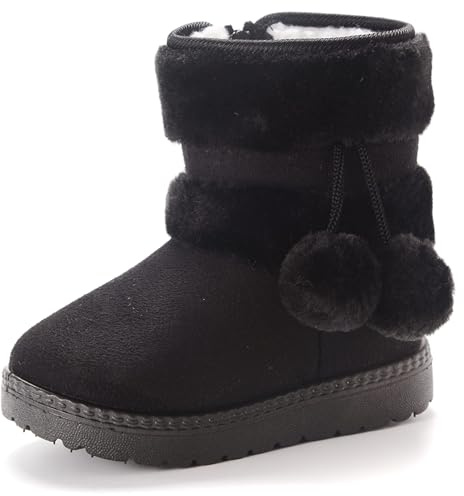 Vorgelen Bambine e Neonato Carino Stivali da Neve Morbide Fodera Calda Stivaletti Ragazze Inverno Scarponi da Sci all'aperto (152 Nero 24 EU = Etichetta 25)