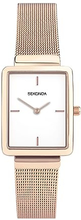 Sekonda Curtis Classic Ladies 25mm Quartz Watch in White with Analogue Display, and Rose Gold Stainless Steel Strap 40137