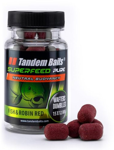Tandem Baits SuperFeed Pure Dumbells Wafters Fish & Robin Red | Carp Fishing Hookbaits | 15x12mm 30g