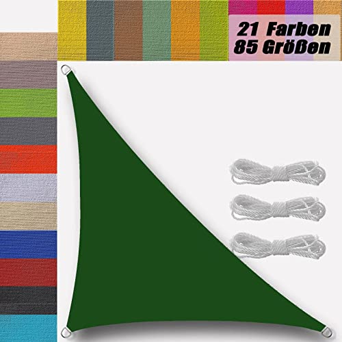 garden sun shade sail 6x6x8m waterproof triangle 95% uv block breathable sunsail for garden shade patio lawn activities canopy DarkGreen