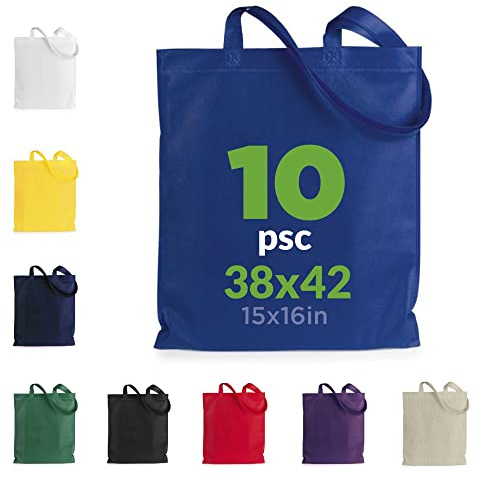 Baumwolltaschen | Einkaufstasche | Stofftasche Canvas | Jutebeutel, Stoffbeutel, Einkaufstasche, Tragetasche Canvas-Stoff | Lange Henkel | 100% Baumwolle, starke Tasche, waschbar,140gsm 38x42cm