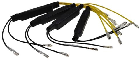 4x LED Blinker Decoder Lastwiderstand Kabel 12V 21W kompatibel mit Motorrad | 26 Ohm, 12 V, bis 21 W; für LED Mini-Blinker und Leuchtmittel, Kabel je Seite 120 mm; kompatibel mit Roller, Moped & Mokick