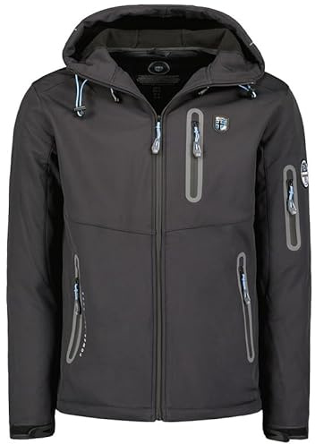 Geographical Norway Taxillus Men - Softshell Uomo Impermeabile Con Cappuccio - Abbigliamento Giacca Vento Tattica Outdoor - Escursionismo - Trekking Autunno Invernale Primavera (Grigio Scuro XL)