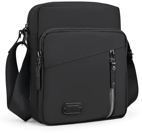 Lanvixo Umhängetasche Schultertasche Herren Herrentasche Messenger Bag mit Multi Tasche Wasserdichte Handytasche Shulder Bag für Tägliches Leben, Business Arbeit, Reise (Schwarz)