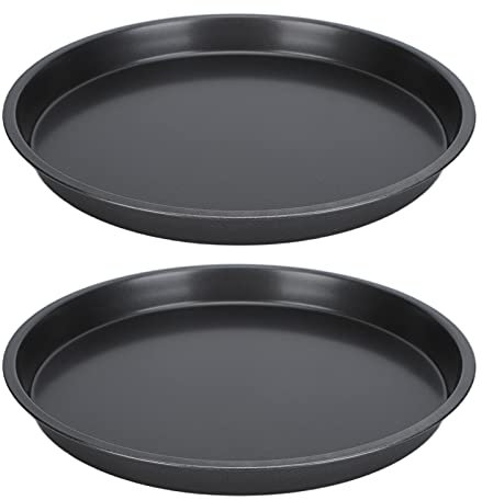 BORDSTRACT Pizza Pan, 2Pcs 6/9/10/12 Inch Non Stick Pizza Pan, Round Deep Thickened Pizza Oven Baking Pan, Carbon Steel Pizza Tray, Heavy Duty and Dishwasher Safe for Kitchen Bakery(12in)