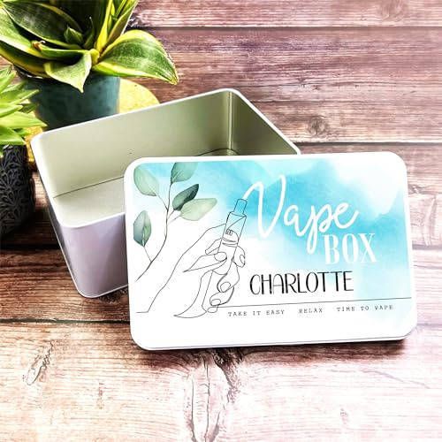 Line Art Blue Rectangle Personalised Vape Tin Personalised Gift | Custom Gift | Personalized Tin | Personalised Tins | Gift For Her | Gift For Him