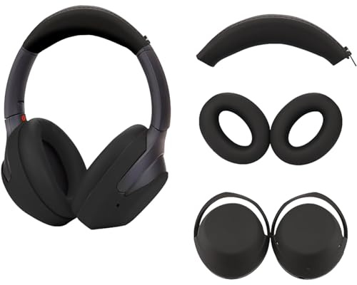 Adhiper 3 Set Case Cover for Sony WH-1000XM4 WH-1000XM3 Headphones,Embody EarPad Cover/Ear Cover/Headband Cover/Headband Cushion Protector,Sweat Proof Soft Silicone Headphones Accessories（Black）