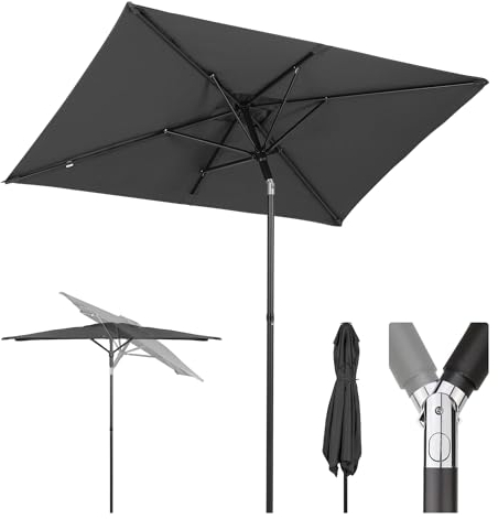 Sekey 200 × 125 cm Sonnenschirm Balkon Sonnenschirm Rechteckig für Balkon, Terrasse & Garten,Windfest Kippbar UPF 50+